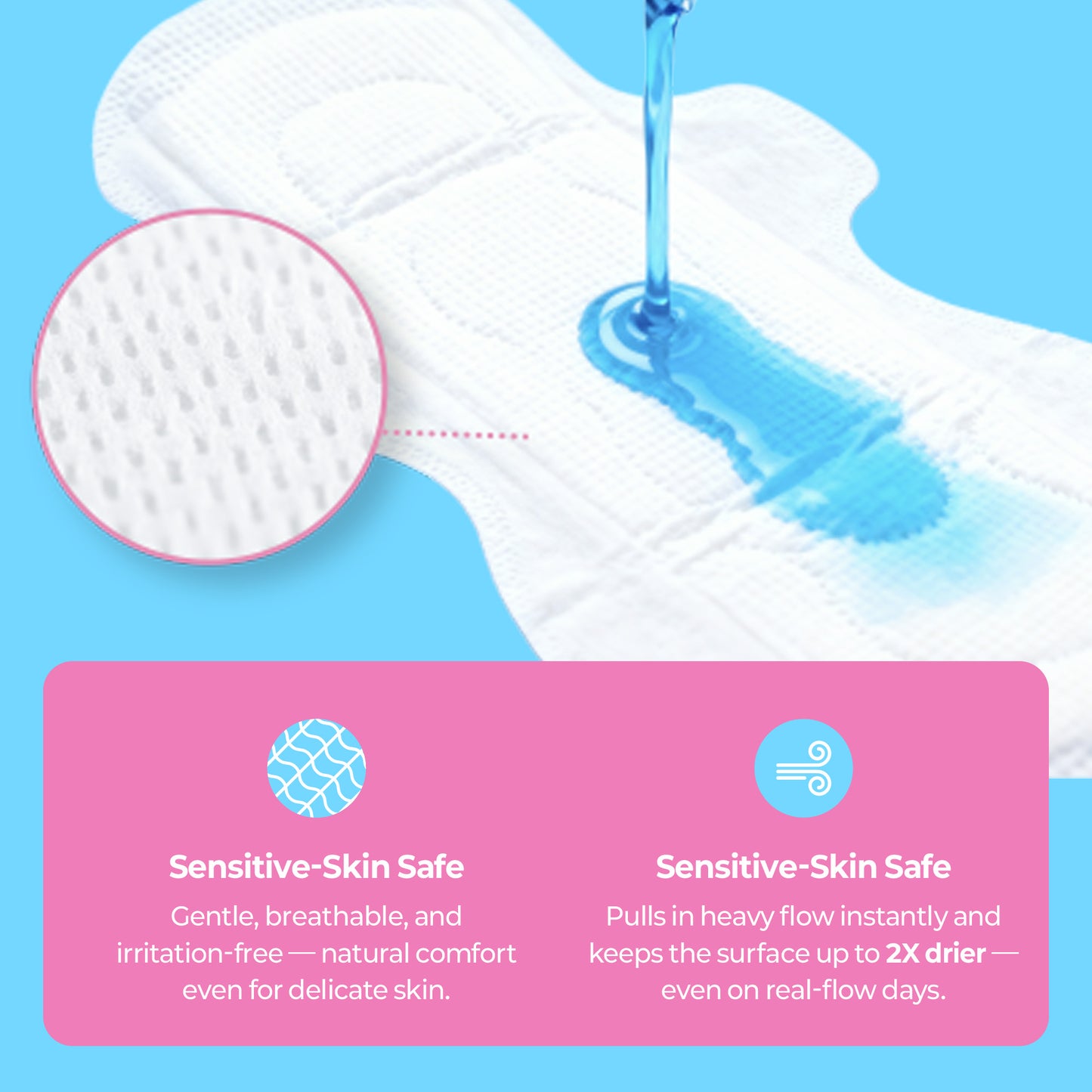huez 100% Organic Cotton top sheet Sanitary Pads (Large 40 Pads / 4 Packs) - 11.4 inch