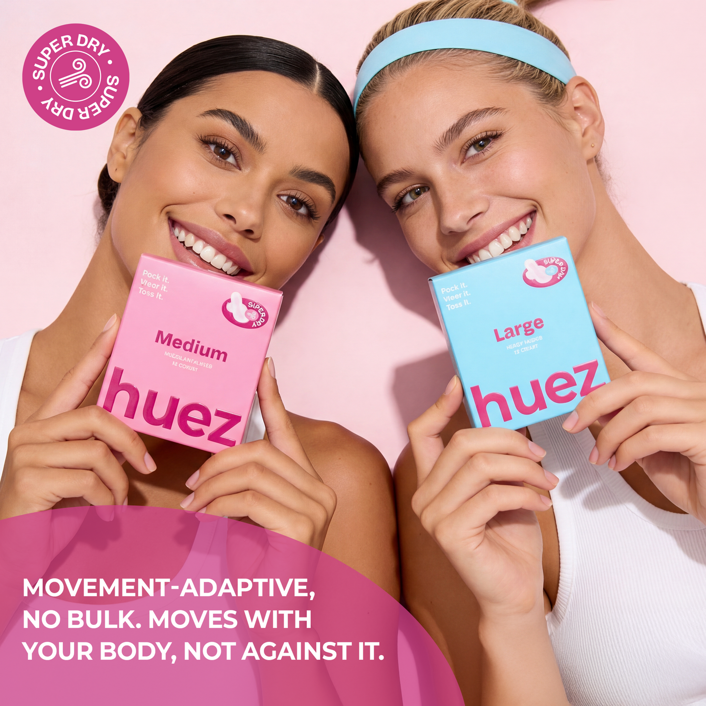 huez 100% Organic Cotton top sheet Sanitary Pads - Medium (24 Count) - 9.4 inch
