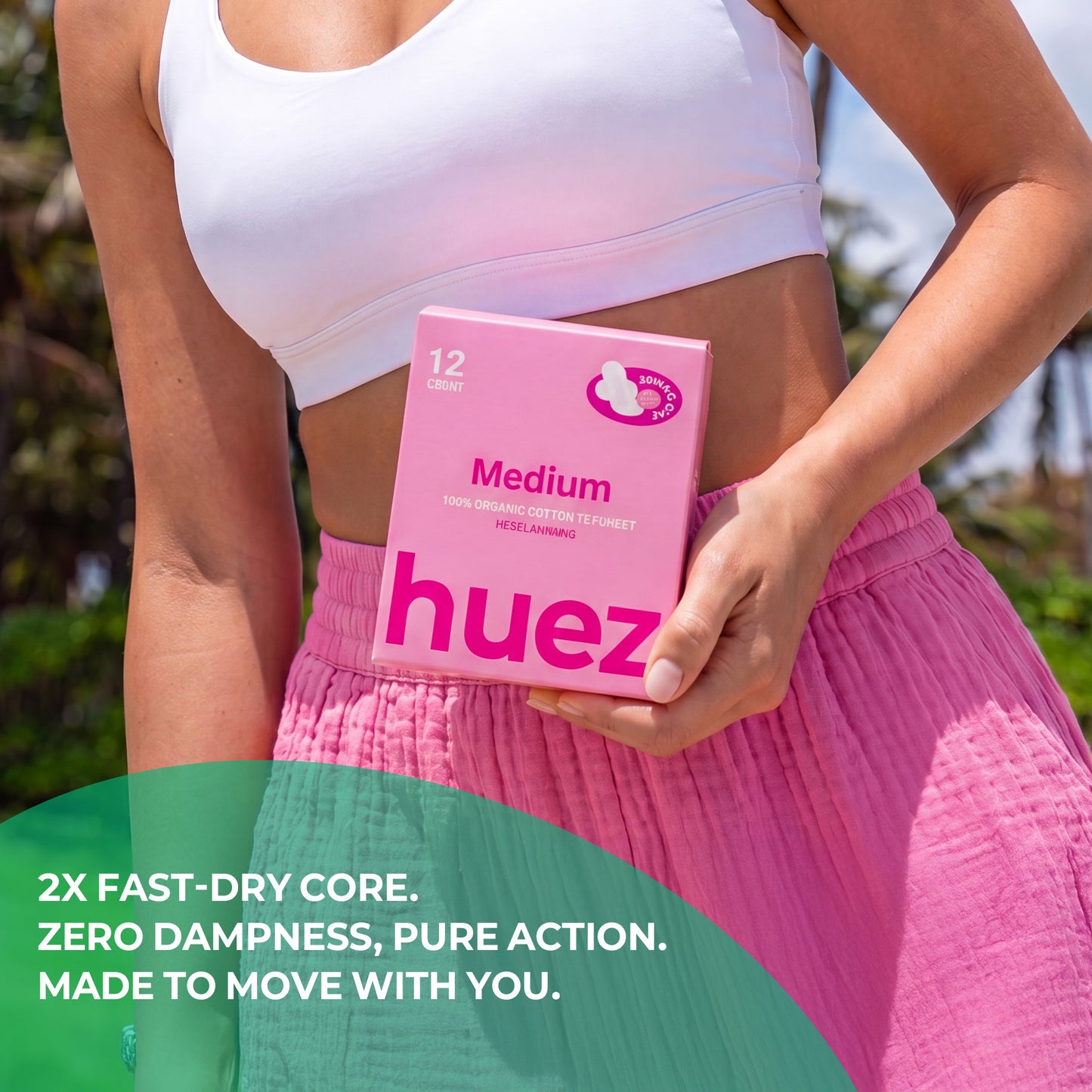huez 100% Organic Cotton top sheet Sanitary Pads - Medium (48 Count) - 9.4 inch