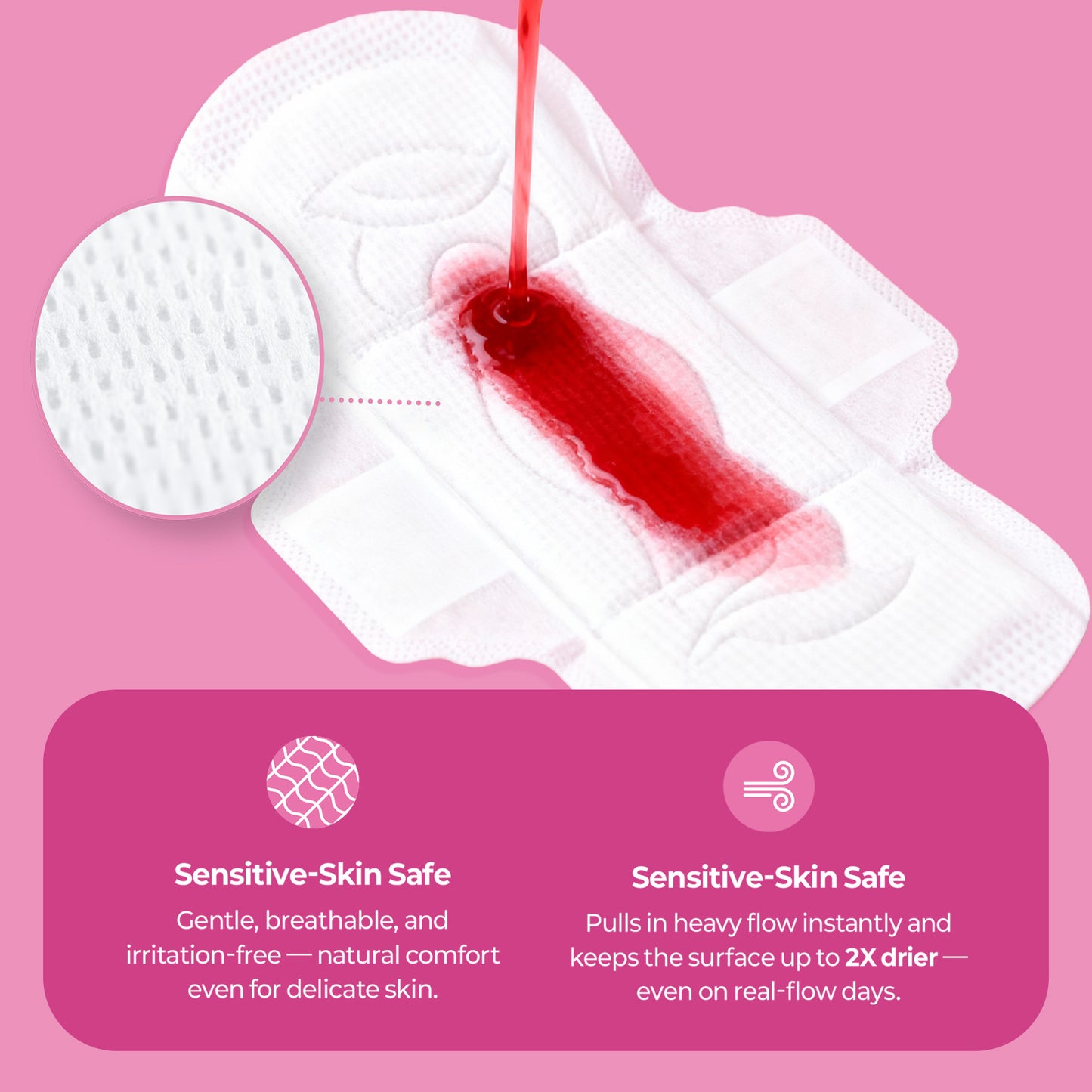 huez 100% Organic Cotton top sheet Sanitary Pads - Medium (24 Count) - 9.4 inch